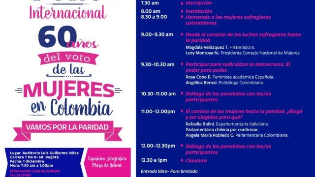  Se conmemoran 60 años del voto de las mujeres en Colombia.