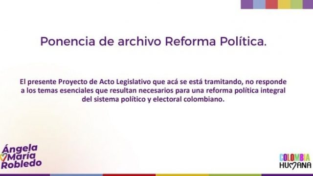 Ponencia de archivo al Proyecto de Reforma Política. Nov 2018